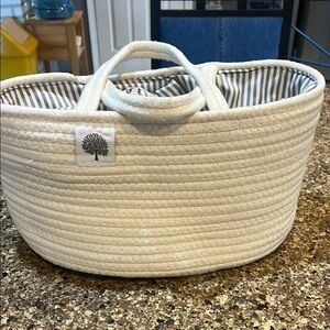Stylish Cream Tote with Striped Interior